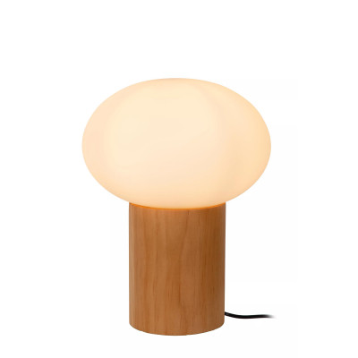  Lucide - Birtle - Lampada da tavolo grande con base in legno e diffusore in vetro opalino - Colore: Legno - 1 Lampadina E14 60W - IP20 - SKU: 05550/20/61 