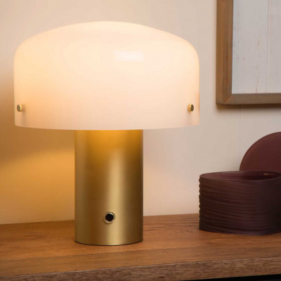  Lucide - Timon - Lampada da tavolo in acciaio diffusore in vetro lampada dimmerabile in 3 step - Colore: Oro - 1 Lampadina E27 25W - IP20 - SKU: 05539/01/02 