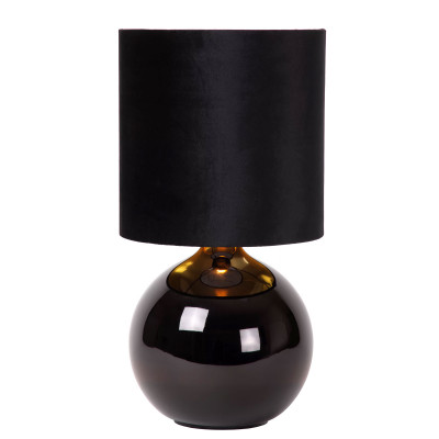 Lucide - Esterad - Lampada da tavolo in vetro dal design moderno con diffusore in tessuto - Colore: Nero - 1 Lampadina - E14 - 60W - IP20 - SKU: 10519/81/30