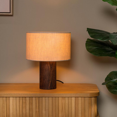  Lucide - Tachina - Lampada da tavolo moderna grande con base in legno e diffusore in tessuto - Colore: Legno - 1 Lampadina E14 60W - IP20 - SKU: 06526/81/70 
