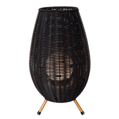 Lucide - Colin - Lampada da tavolo piccola da esterno a led ricaricabile con diffusore in rattan - 1 Lampadina Led Integrato 3W - Lumen 180 - Gradi Kelvin 3000k Luce Calda - IP44 - SKU: 03843/36/