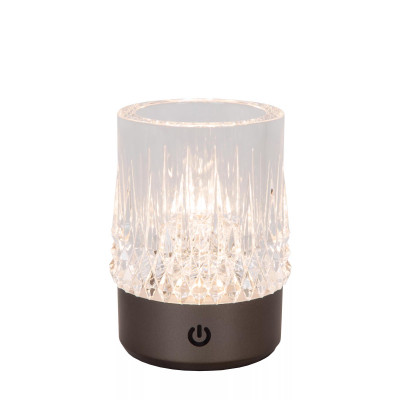Lucide Lily Lampada da tavolo ricaricabile in metallo e diffusore a led in acrilico Colore: Metallo Spazzolato