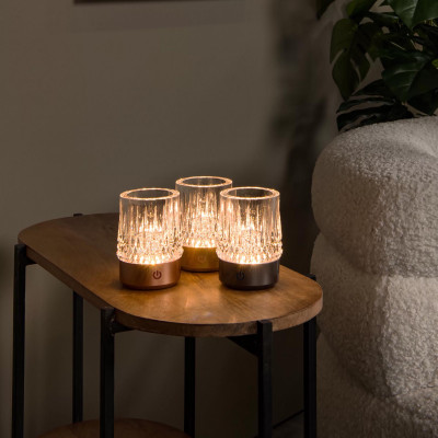 Lucide - Lily - Lampada da tavolo ricaricabile in metallo e diffusore a led in acrilico - 1 Lampadina Led Integrato 3W - Lumen 80 - Gradi Kelvin 2700k Luce Calda - IP20 - SKU: 46520/03/