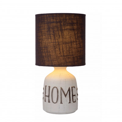 Lucide - Cosby - Lampada da tavolo shabby chick con struttura in ceramica e diffusore in cotone - Colore: Bianco - 1 Lampadina - E14 - 40W - 20 - SKU: 47503/81/31