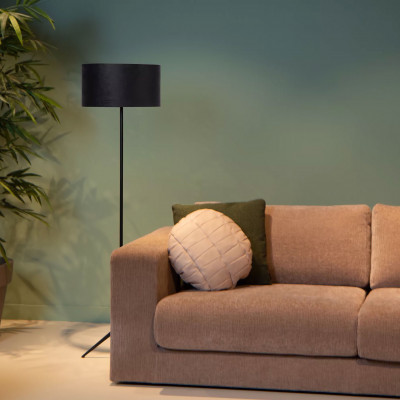 Lucide - Tondo - Lampada da terra con struttura in metallo e diffusore con paralume in lino - 1 Lampadina E27 60W - IP20 - SKU: 45790/81/