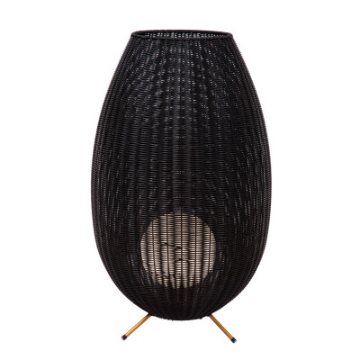 Lucide - Colin - Lampada da terra da esterno a led ricaricabile con diffusore in rattan - 1 Lampadina Led Integrato 3W - Lumen 180 - Gradi Kelvin 3000k Luce Calda - IP44 - SKU: 03843/80/