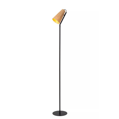 Lucide - Bensen - Lampada da terra in metallo con diffusore in tessuto - Colore: Nero - 1 Lampadina E14 60W - IP20 - SKU: 05753/81/73