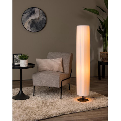 Lucide - Fold - Lampada da terra moderna in metallo con diffusore a cilindro in tessuto - Colore: Nero - 2 Lampadine E27 40W - IP20 - SKU: 21739/12/31