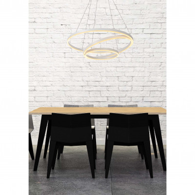 Lucide - Triniti - Lampada a sospensione a LED dimmerabile integrato e 3 diffusori con cerchi - 3 Lampadine Led Integrato 42W+62W+125W - Lumen 2520+3720+6000 - Gradi Kelvin 3000k Luce Calda - 20 - SKU: 46402/99/