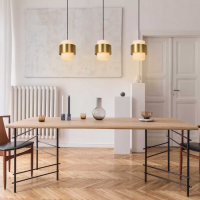 Lucide - Firmin - Lampada a sospensione lineare con 3 diffusori in vetro dal design moderno - Colore: Oro - 3 Lampadine E27 40W - 20 - SKU: 45497/03/02