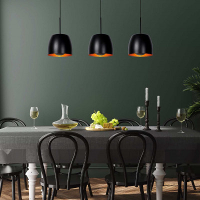 Lucide Nolan Lampadario moderno lineare con 3 diffusori pendenti in metallo Colore: Nero