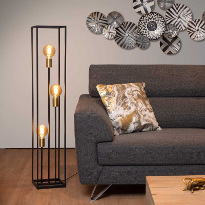 Lucide - Ruben - Piantana a 3 lampadine con struttura in metallo dalle linee moderne ed eleganti - Colore: Nero - 3 Lampadine E27 40W - IP20 - SKU: 00724/03/30