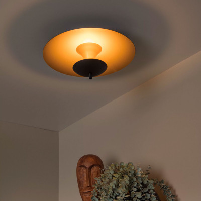 Lucide - Vulcan - Plafoniera da soffito a LED dimmerabile con struttura in acciaio - Colore: Nero/Oro - 1 Lampadina Led Integrato 9W - Lumen 900 - Gradi Kelvin 3000k Luce Calda - IP20 - SKU: 30161/09/30