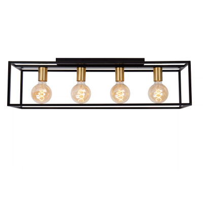 Lucide - Ruben - Plafoniera grande con struttura in metallo dal design moderno ed elegante - Colore: Nero - 4 Lampadine E27 40W - IP20 - SKU: 00124/04/30