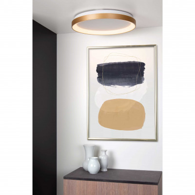 Lucide - Vidal - Plafoniera grande con struttura rotonda in metallo e diffusore in acrilico - Colore: Oro - 1 Lampadina Led Integrato 38W - Lumen 2200 - Gradi Kelvin 3000k Luce Calda - 20 - SKU: 46103/38/02
