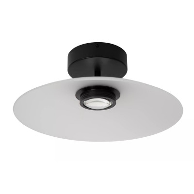 Lucide - Menga - Plafoniera in metallo con paralume in vetro dal design moderno - Colore: Bianco Opaco - 1 Lampadina - Led Integrato - 11W - Lumen 360 - Gradi Kelvin 2700k Luce Calda - IP20 - SKU: 25117/10/61