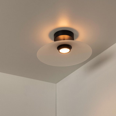 Lucide - Menga - Plafoniera in metallo con paralume in vetro dal design moderno - 1 Lampadina Led Integrato 11W - Lumen 360 - Gradi Kelvin 2700k Luce Calda - IP20 - SKU: 25117/10/
