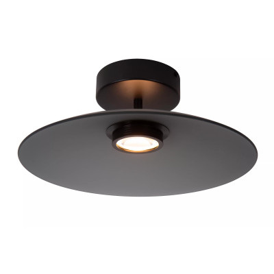 Lucide - Menga - Plafoniera in metallo con paralume in vetro dal design moderno - Colore: Grigio Fumè - 1 Lampadina - Led Integrato - 11W - Lumen 360 - Gradi Kelvin 2700k Luce Calda - IP20 - SKU: 25117/10/65