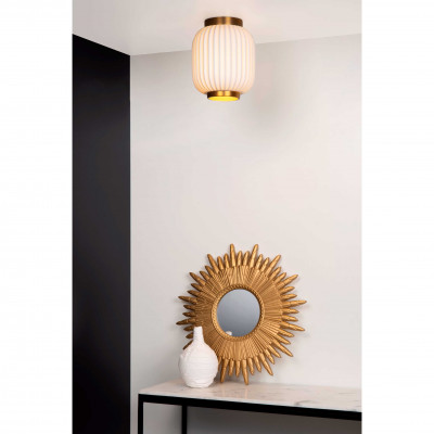 Lucide - Gosse - Plafoniera in metallo e diffusore in porcellana dal design elegante - Colore: Bianco/Oro - 1 Lampadina E27 40W - 20 - SKU: 13135/01/31