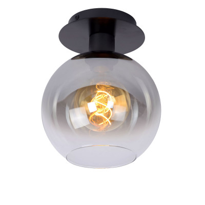 Lucide - Marius - Plafoniera moderna con struttura in metallo e diffusore in vetro a boccia - Colore: Nero - 1 Lampadina - E27 - 60W - 20 - SKU: 74114/01/30