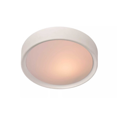 Lucide - Lex - Plafoniera rotonda grande con struttura in metallo e diffusore in acrilico - Colore: Bianco - 2 Lampadine - E27 - 60W - IP20 - SKU: 08109/02/31