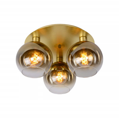 Lucide - Marius - Plafoniera rotonda moderna in metallo con 3 diffusori a boccia in vetro - Colore: Oro - 3 Lampadine - E27 - 60W - 20 - SKU: 74114/03/02