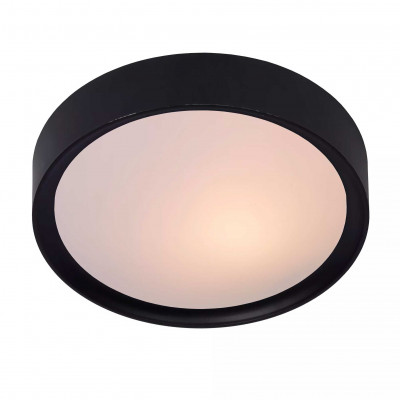 Lucide - Lex - Plafoniera rotonda piccola con struttura in metallo e diffusore in acrilico - Colore: Nero - 1 Lampadina - E27 - 60W - IP20 - SKU: 08109/01/30
