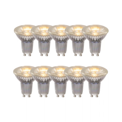 Lucide - Set di 10 Lampadine LED - Ø 5 cm - LED - GU10 - 10x5W 2700K - 10 Lampadine GU10 5W - Lumen 350 - Gradi Kelvin 2700k Luce Calda - IP20 - SKU: 49008/10/60
