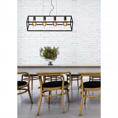 Lucide - Fabian - Sospensione con 4 lampadine con struttura in metallo dalle linee moderne - Colore: Nero - 4 Lampadine E27 40W - IP20 - SKU: 00425/04/30
