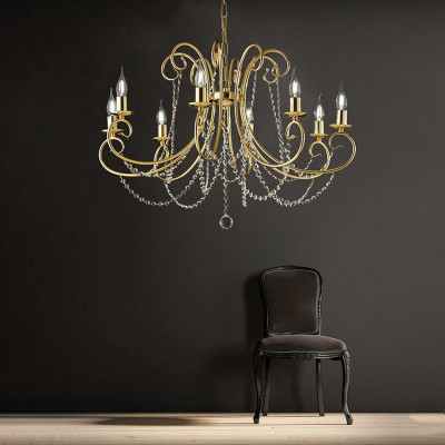 Bonetti Illumina - Magda - Lampadario classico in metallo 8 luci con strass in cristallo - 8 Lampadine E14 40W - IP20 - SKU: BL146-8
