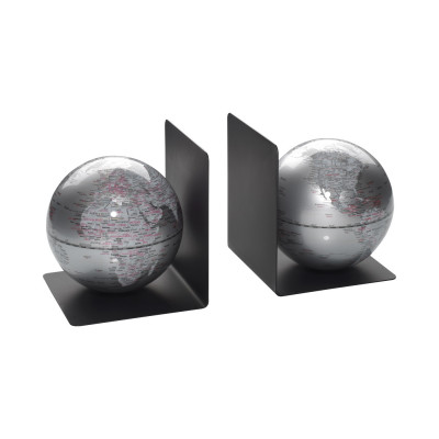 Mascagni Coppia di fermalibri con mappamondo Colore: Argento