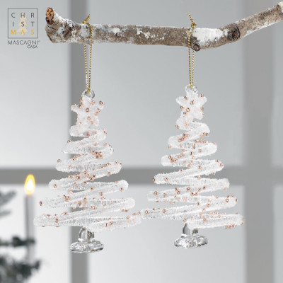  Mascagni - Decorazione natalizia alberelli da appendere - Colore: Bianco - SKU: 20XC2218 