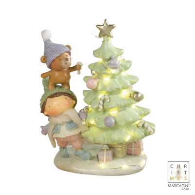  Mascagni - Time - Decorazione natalizia Bambino con Orsetto con LED - Colore: Multicolore - SKU: 20CC1770 