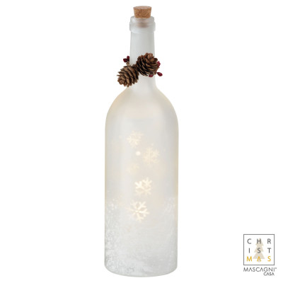  Mascagni - Decorazione natalizia bottiglia con led - Colore: Bianco - SKU: 20QC1029 