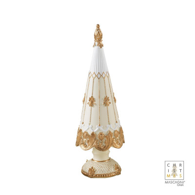  Mascagni - Decorazione natalizia con abete in resina - Colore: Bianco/Oro - SKU: 20QC2940 