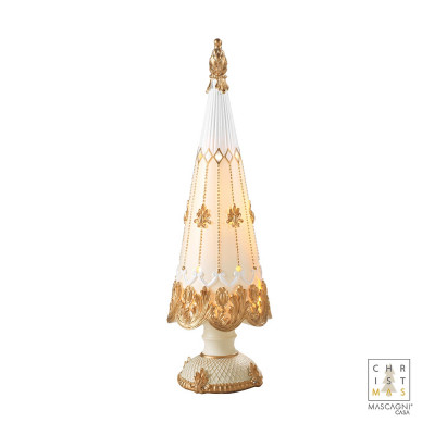 Mascagni - Decorazione natalizia moderna con abete in resina grande - Colore: Bianco/Oro - SKU: 20QC2941 