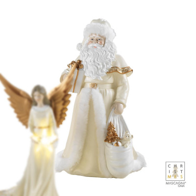  Mascagni - Decorazione natalizia con babbo natale in resina - Colore: Bianco - SKU: 20QC2944 