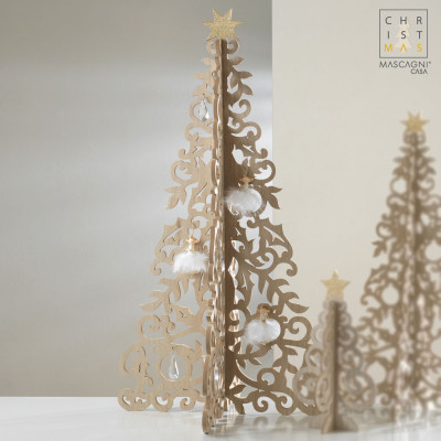  Mascagni - Decorazione natalizia per la tavola Abete alto in legno - Colore: Legno - SKU: 20VC1366 
