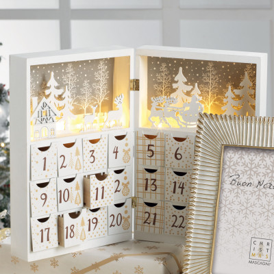  Mascagni - Decorazione natalizia per la tavola con il calendario dell'avvento con LED - Colore: Bianco - SKU: 20QC2505 