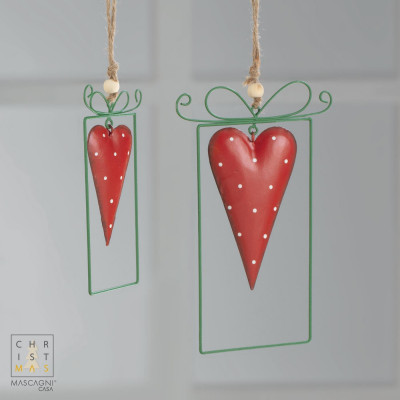 Mascagni - Decorazione per albero di natale con cuore - Colore: Rosso/Bianco - SKU: 20UC2497