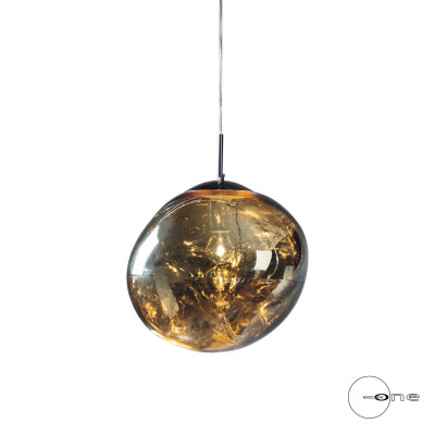 Mascagni - Lampada a sospensione singola con diffusore piccolo in vetro - Colore: Oro - 1 Lampadina E14 60W - SKU: 20BO1490