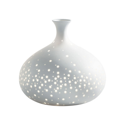  Mascagni - Lampada da tavolo bassa in porcellana dal design elegante - Colore: Bianco - 1 Lampadina E27 60W - SKU: 20QO1722 