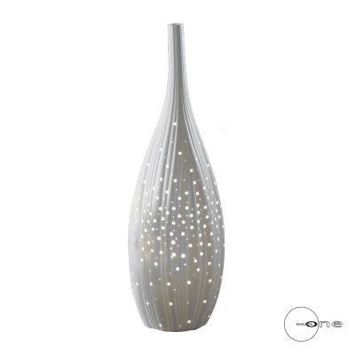  Mascagni - Lampada da tavolo elegante in porcellana dal design moderno - Colore: Bianco - 1 Lampadina E14 60W - SKU: 20QO1905 