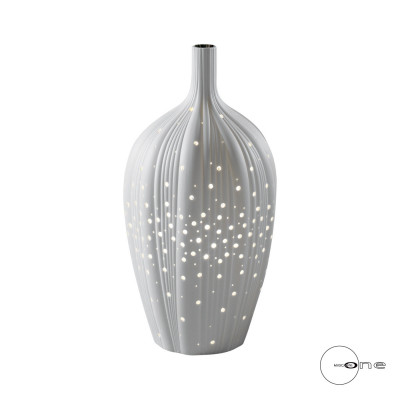  Mascagni - Lampada da tavolo a dorma di vaso in porcellana dal design elegante - Colore: Bianco - 1 Lampadina E14 60W - SKU: 20QO1904 