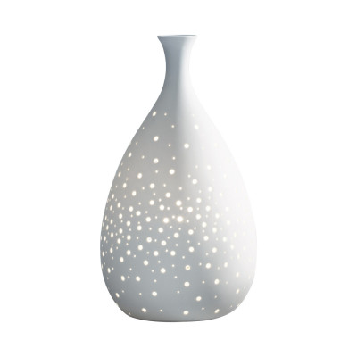  Mascagni - Lampada da tavolo in porcellana forata dal design moderno - Colore: Bianco - 1 Lampadina E27 60W - IP20 - SKU: 20QO1723 