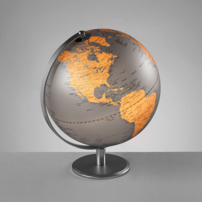 Mascagni - Atlante&Kronos - Mappamondo illuminato con base in acciaio d.25 - Colore: Arancione/Grigio - SKU: 20AO1844