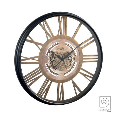  Mascagni - Orologio da parete in legno con ingranaggi a vista e numeri romani - Colore: Nero - SKU: 20BN139 