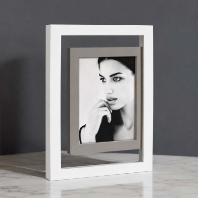 Mascagni Portafoto da tavolo moderno con cornice in legno Foto 13x18 Colore: Bianco