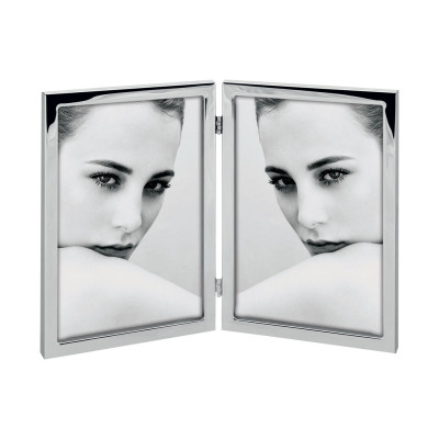 Mascagni - Portafoto da tavolo multiplo con cornice in metallo liscio dal design moderno - Colore: Cromato - Foto 13x18 - SKU: 2WAA1600-2