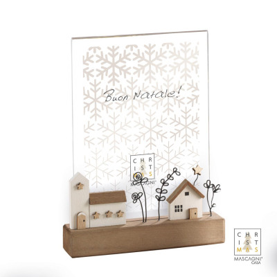  Mascagni - Portafoto natalizio con la base di legno - Colore: Legno - Foto 13x18 - SKU: 2IEC2855 